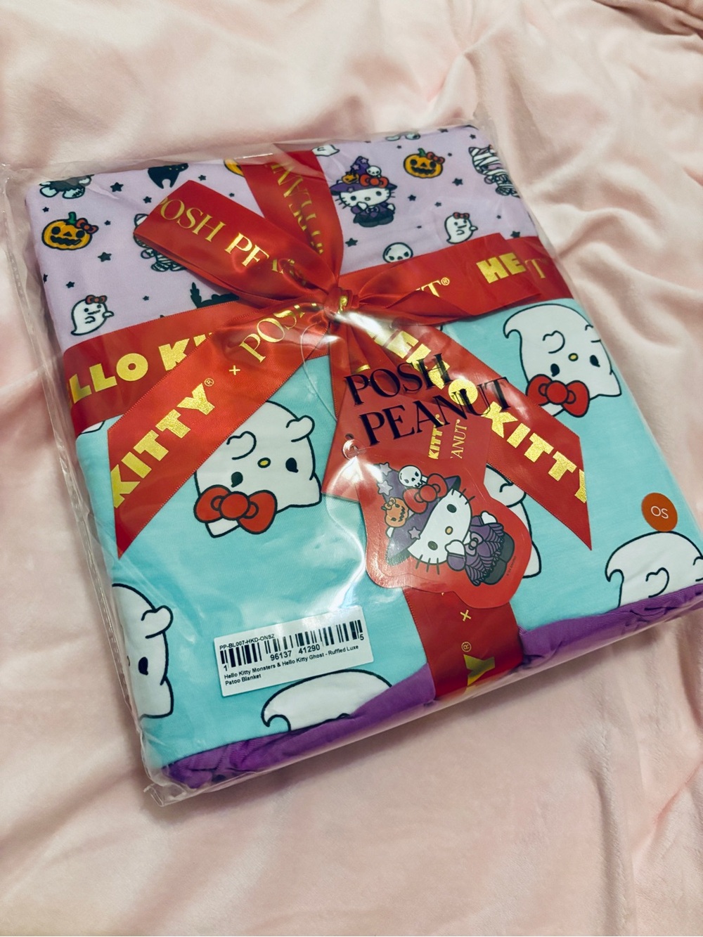 Posh Peanut Hello Kitty Monsters & Hello Kitty Ghost Ruffled Luxe Blanket